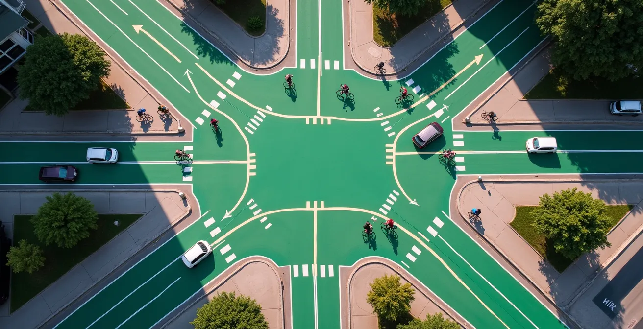 Vue aérienne des principales pistes cyclables du REV à Montréal