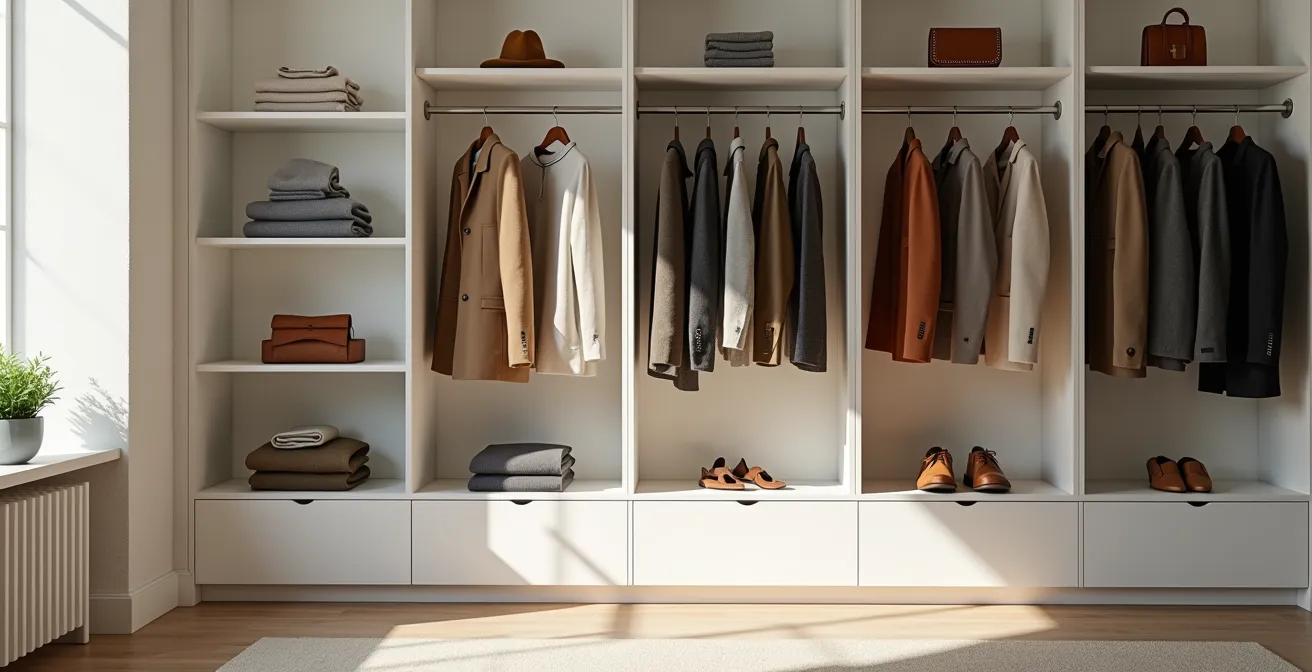 Composition minimaliste d'une garde-robe capsule professionnelle avec vêtements canadiens pour les quatre saisons