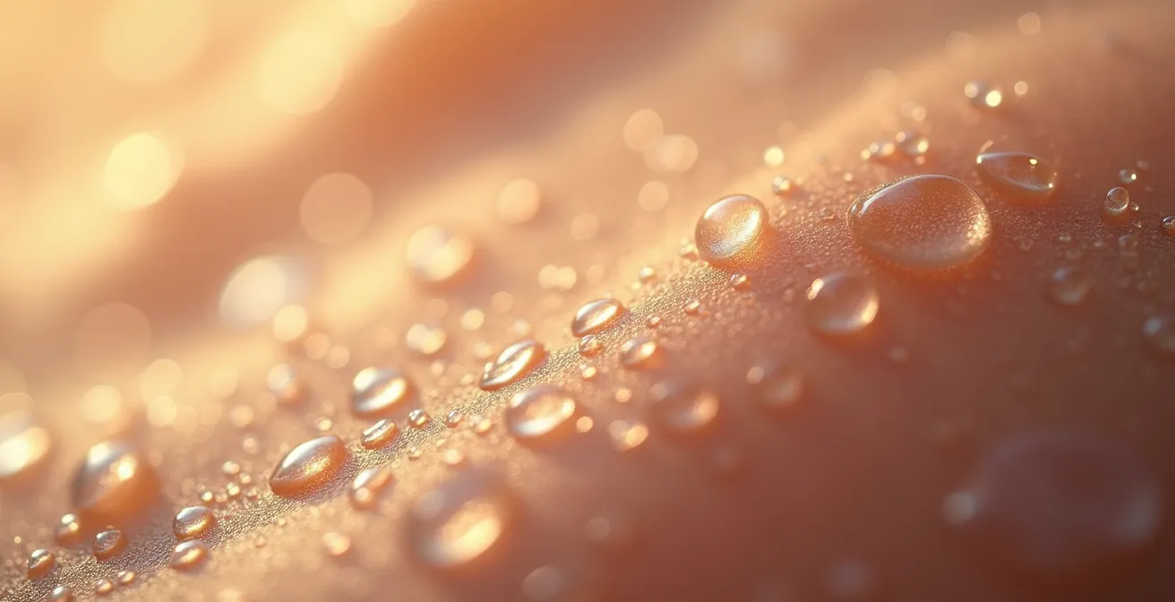 Macro détaillée de la texture de peau mature montrant l'hydratation et l'élasticité retrouvée